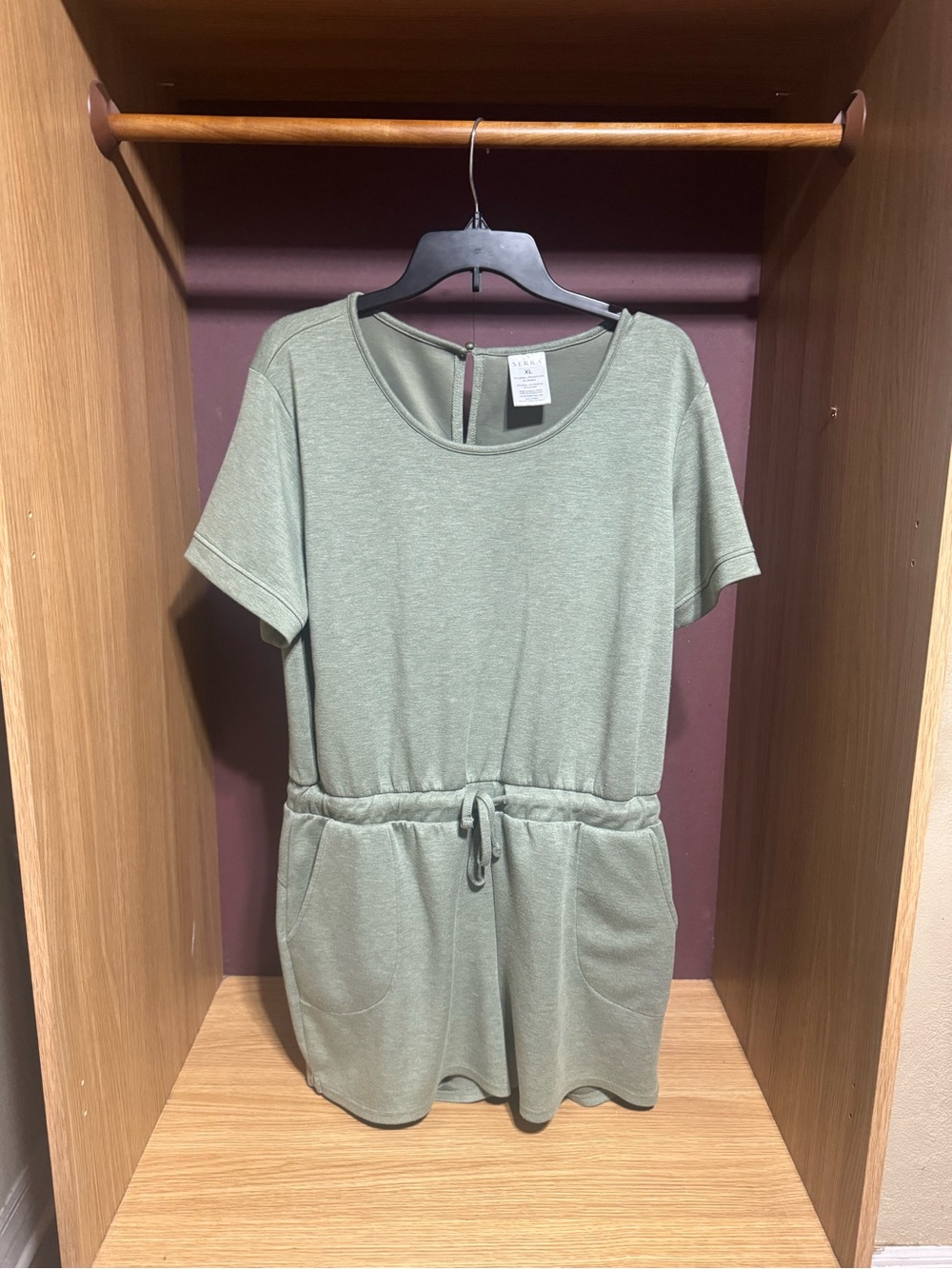Serra Olive Green Short Sleeve Drawstring Romper Size XL